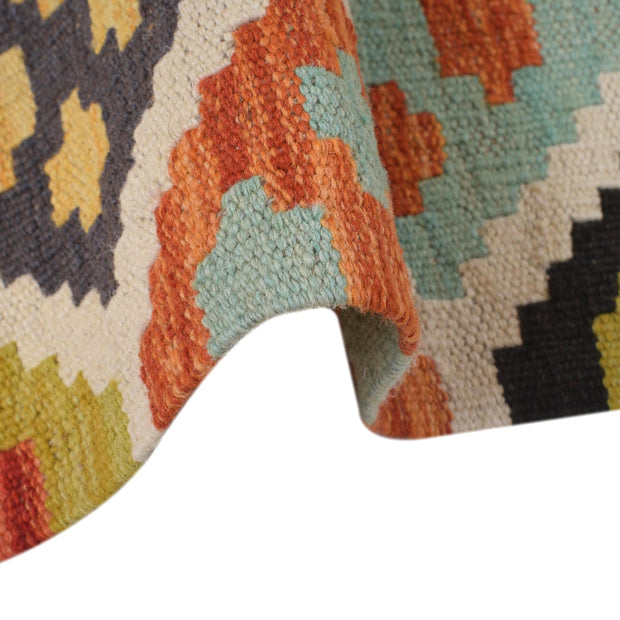 Colorful Flat-Weave Wool Kilim Runner 2' 6" x 9' 8" - No. AL72736