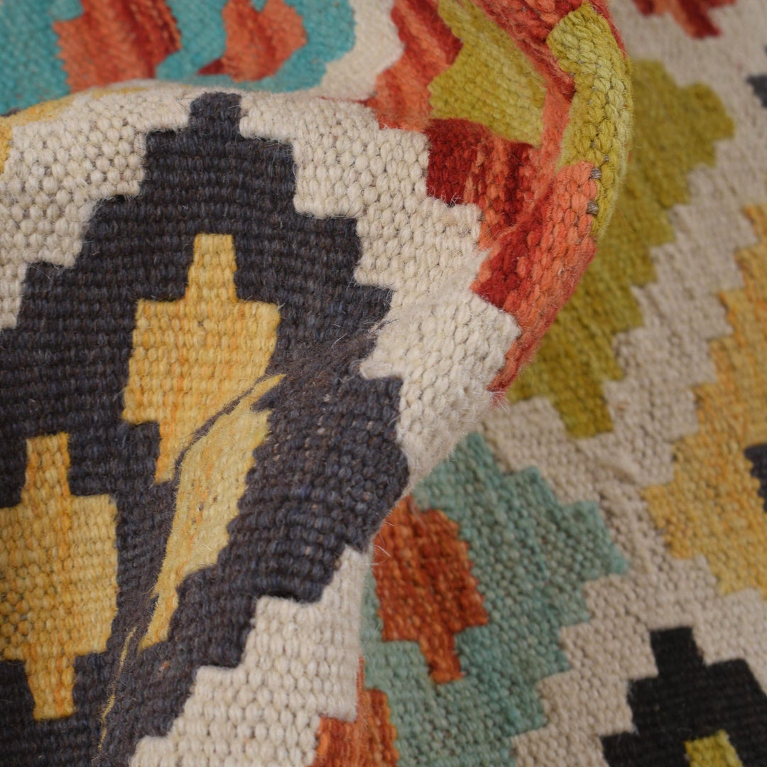 Colorful Flat-Weave Wool Kilim Runner 2' 6" x 9' 8" - No. AL72736