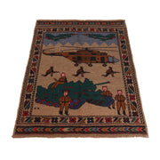 Handmade Afghan War Area Kilim 3' 0" x 4' 4" - No. AL28762