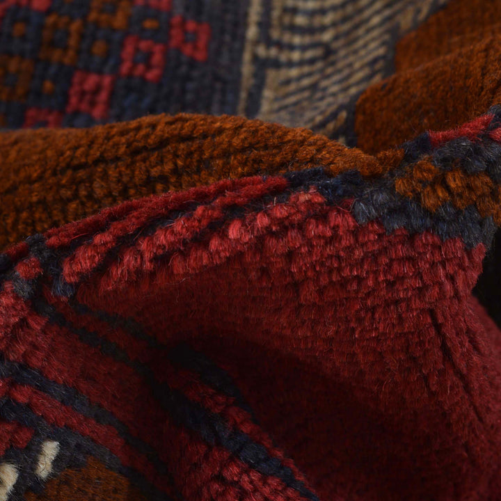 Red Afghan Baluchi Rug 2' 11" x 4' 7" Hand-Knotted pattern