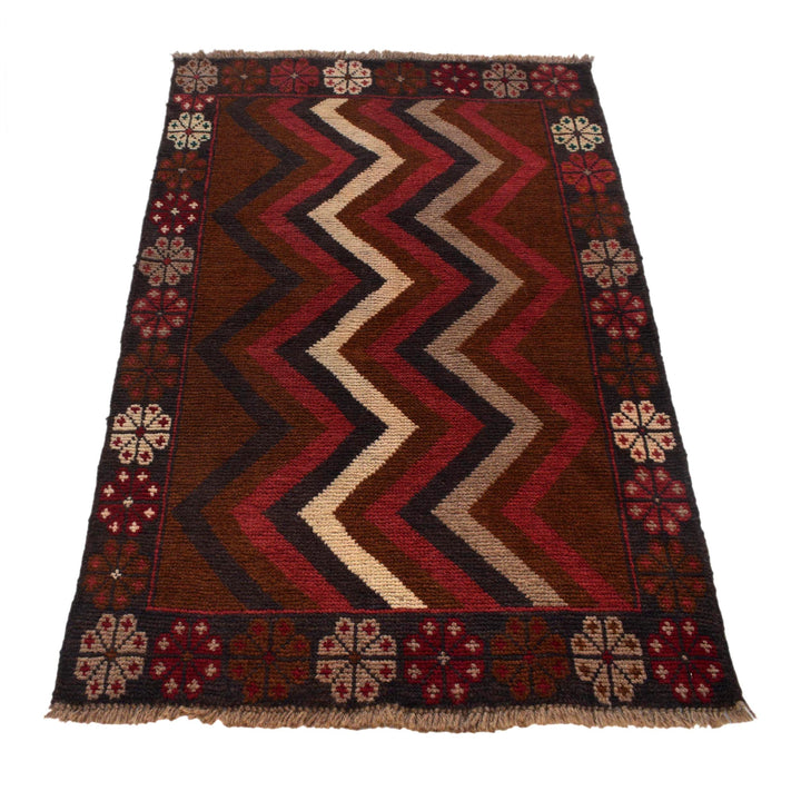 Afghan Baluchi Rug 2' 9" x 4' 7" Hand-Knotted texture