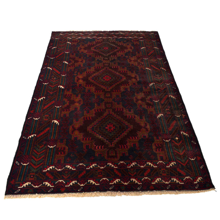 Afghan Baluchi Rug 4' 0" x 6' 4" Hand-Knotted border