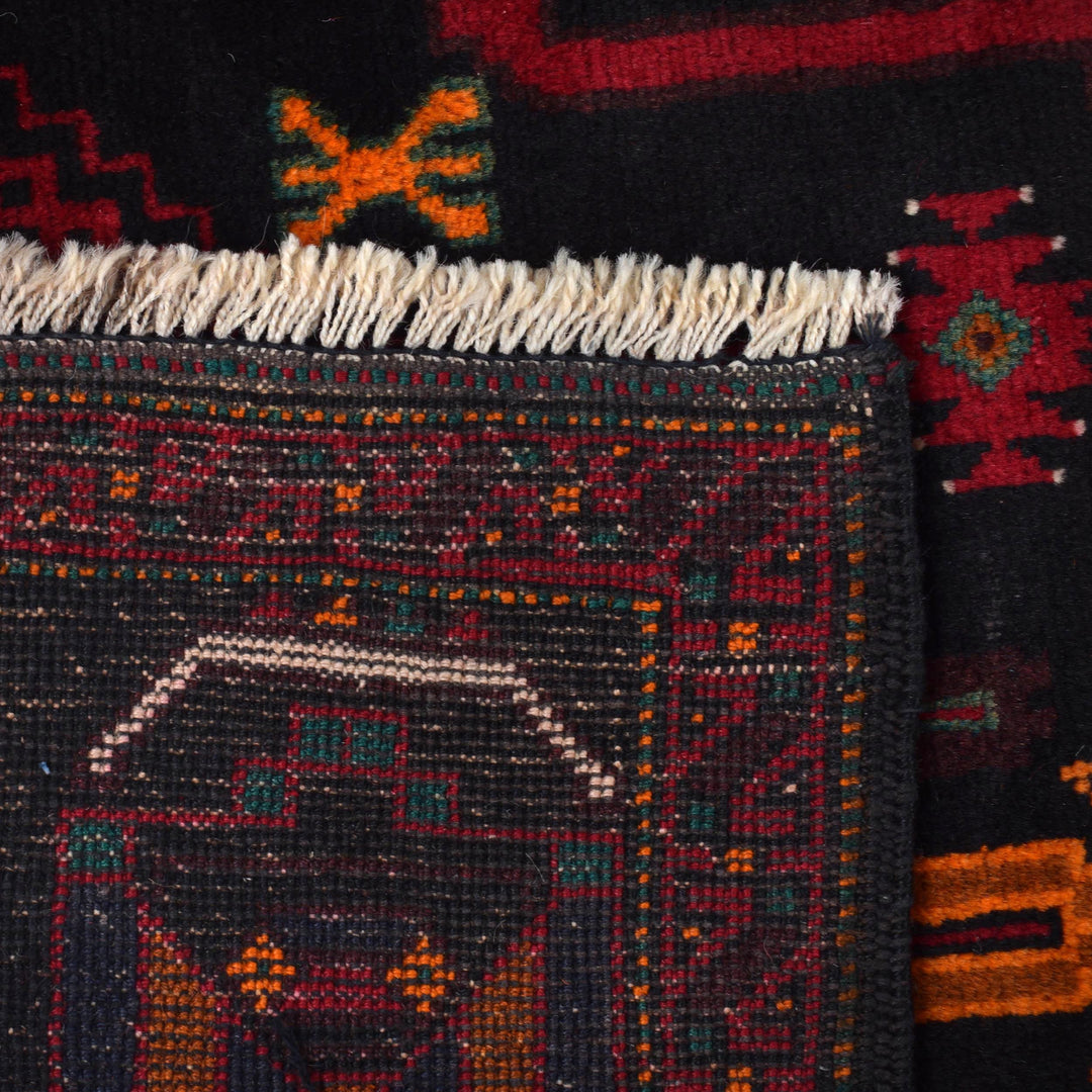 Afghan Baluchi Rug 4' 3" x 7' 1" Hand-Knotted pattern