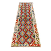 Hand Knotted Afghan Style Kilim Runner 2' 9" x 9' 8" - No. AL93215