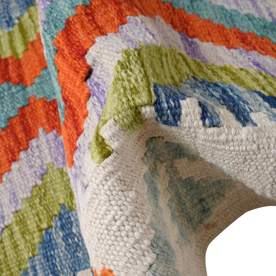 Hand Knotted Afghan Style Kilim Runner 2' 9" x 9' 8" - No. AL93215