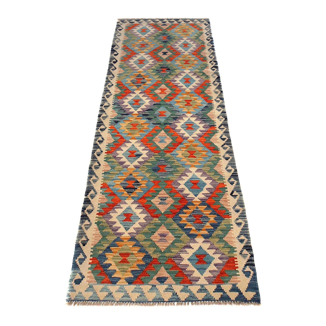 Hand Woven Wool Kelim Runner 2' 10" x 9' 9" - No. AL85640