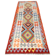 Hand Knotted Afghan Style Kilim Runner 3' 1" x 8' 8" - No. AL38522