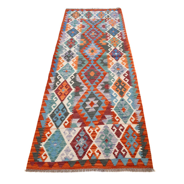 Colorful Flat-Weave Wool Kilim Runner 2' 9" x 8' 0" - No. AL17961