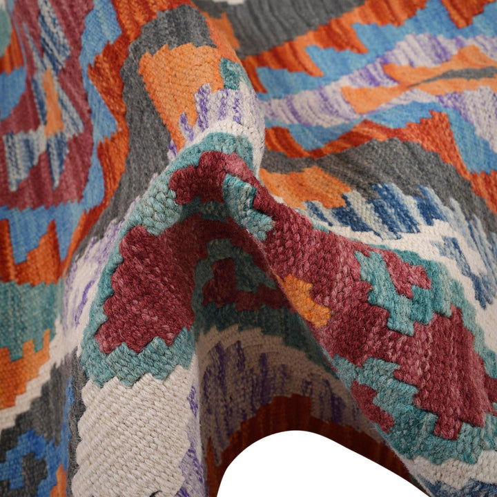 Colorful Flat-Weave Wool Kilim Runner 2' 9" x 8' 0" - No. AL17961