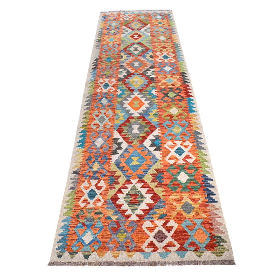 Hand Knotted Afghan Style Kilim Runner 2' 8" x 9' 8" - No. AL72320