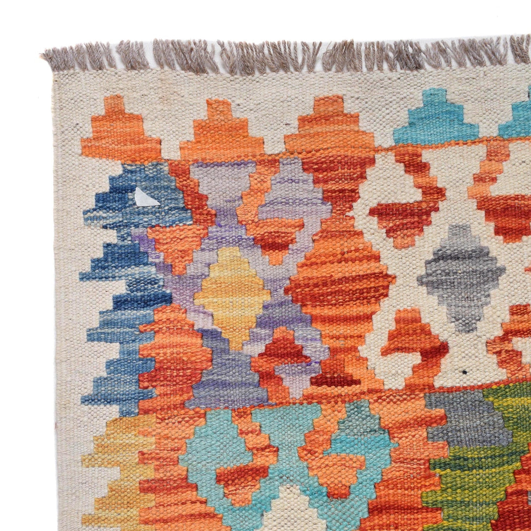 Hand Knotted Afghan Style Kilim Runner 2' 8" x 9' 8" - No. AL72320