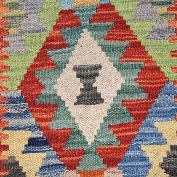 Hand Knotted Afghan Style Kilim Runner 2' 8" x 9' 8" - No. AL72320