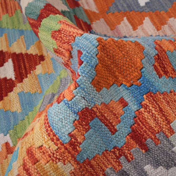 Hand Knotted Afghan Style Kilim Runner 2' 8" x 9' 8" - No. AL72320