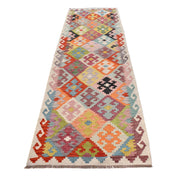 Hand Woven Wool Kelim Runner 2' 9" x 9' 7" - No. AL31740