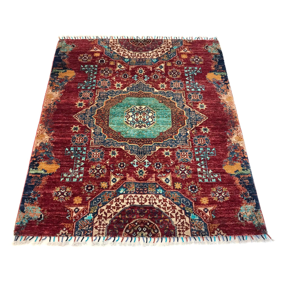 Red Color Mamluk Carpet 3' 11" x 4' 8" - No. AL33123