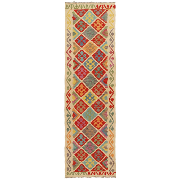 Hand Woven Wool Kelim Runner 2' 10" x 10' 5" - No. AL64408