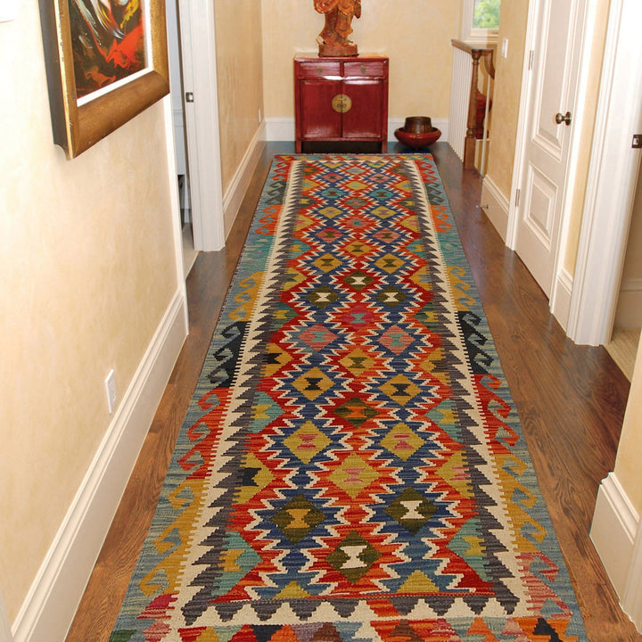 Hand Made Afghan Kilim Runner 2' 9" x 9' 11" - No. AL89360