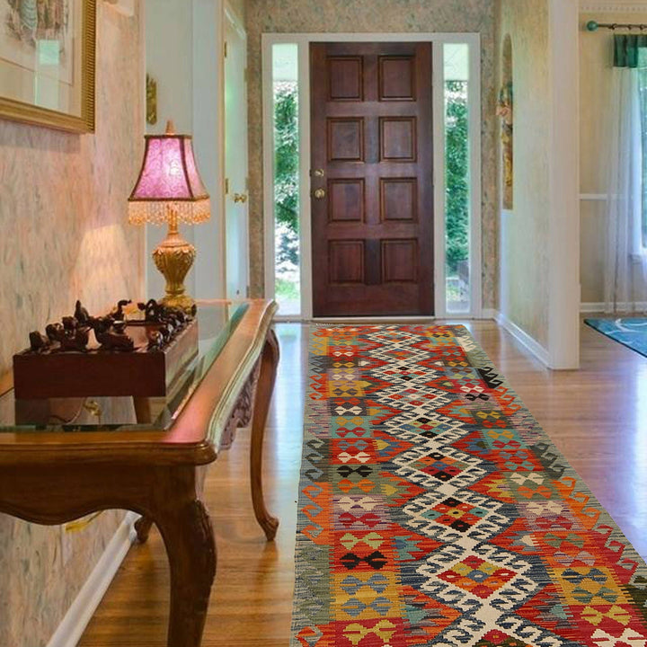 Hand Made Afghan Kilim Runner 2' 9" x 9' 8" - No. AL45543