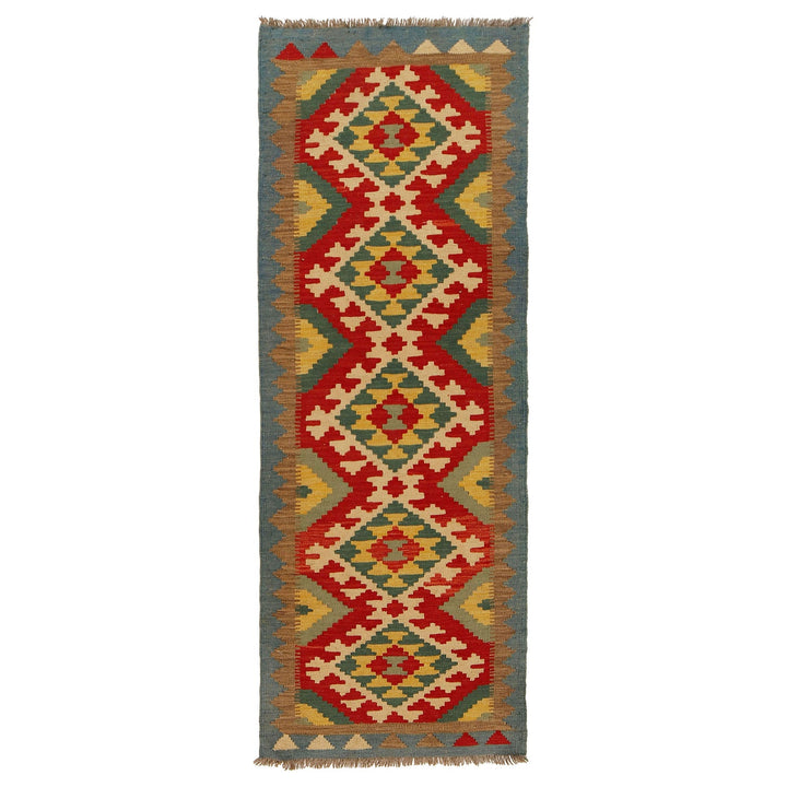 Colorful Flat-Weave Wool Kilim Runner 2' 2"x 6' 7" - No. AL58047