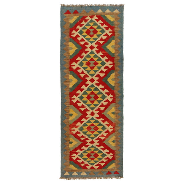 Colorful Flat-Weave Wool Kilim Runner 2' 2"x 6' 7" - No. AL58047