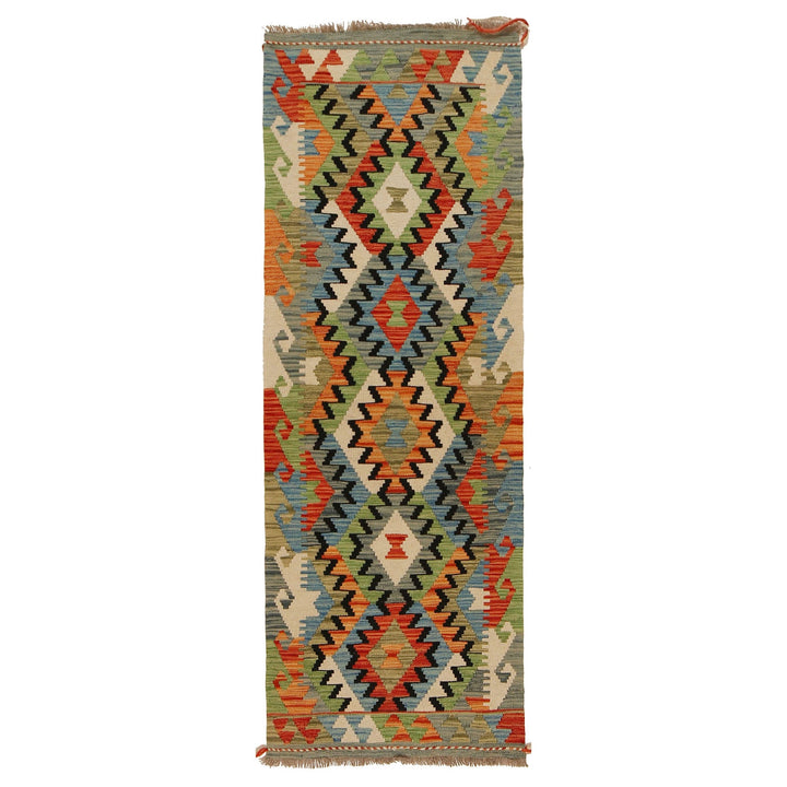 Colorful Flat-Weave Wool Kilim Runner 2' 2"x 6' 5" - No. AL40180