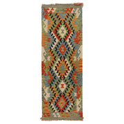 Colorful Flat-Weave Wool Kilim Runner 2' 2"x 6' 5" - No. AL40180