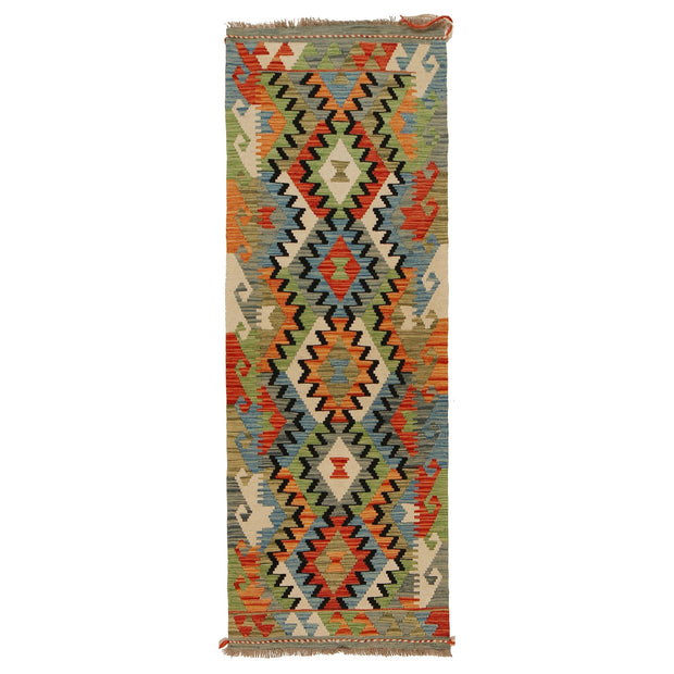 Colorful Flat-Weave Wool Kilim Runner 2' 2"x 6' 5" - No. AL40180