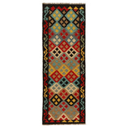 Colorful Flat-Weave Wool Kilim Runner 2' 2"x 6' 6" - No. AL69462