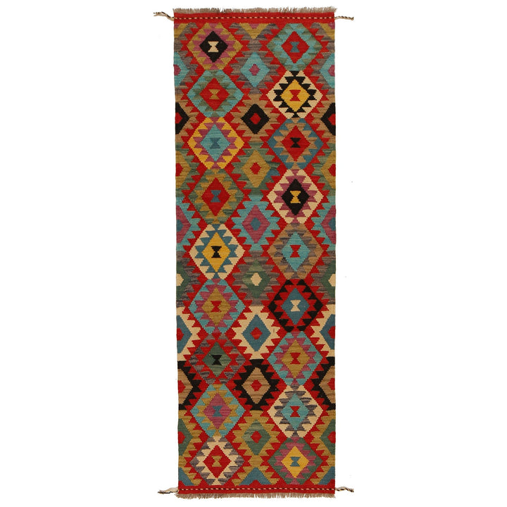 Colorful Flat-Weave Wool Kilim Runner 2' 2"x 6' 7" - No. AL32671