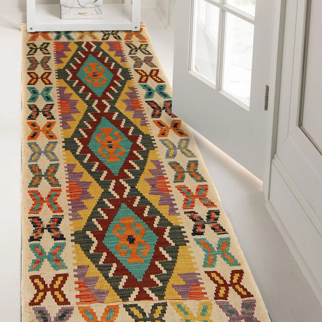 Colorful Flat-Weave Wool Kilim Runner 2' 2" x 5' 9" - No. AL51061