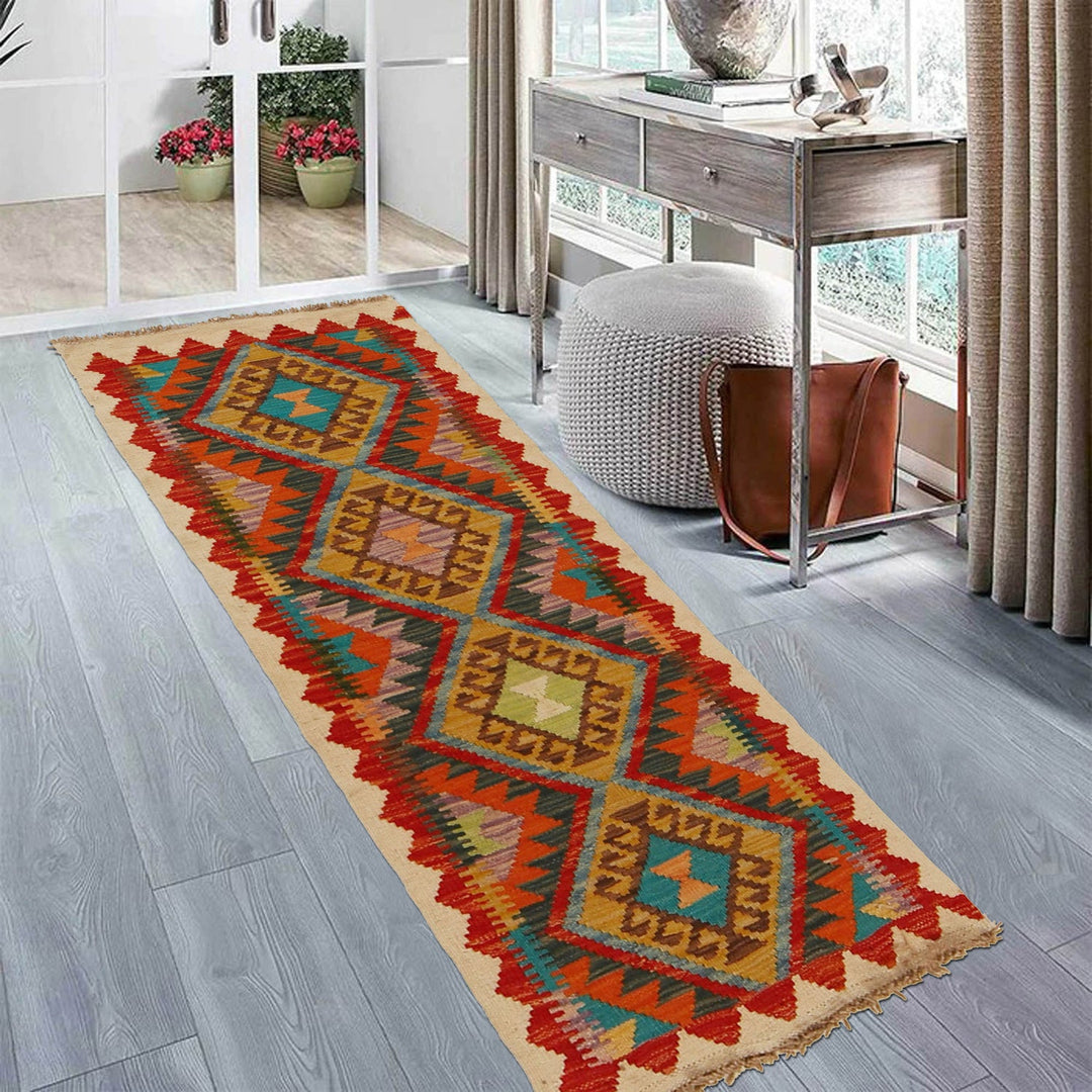 Hand Made Afghan Kilim Runner 1' 10" x 4' 3" - No. AL35056