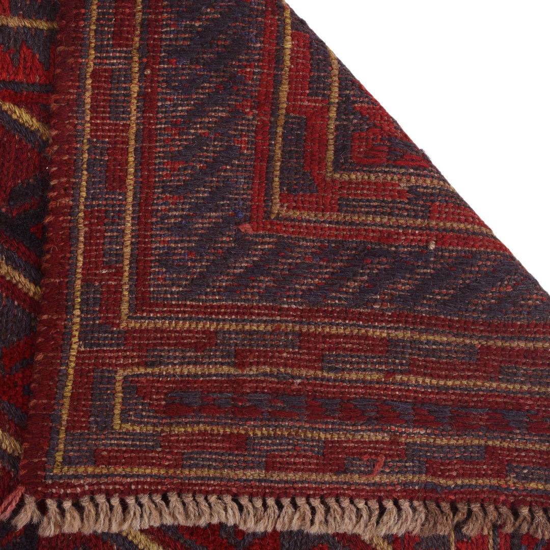 Red Afghan Mashwani Rug 4' 11" x 5' 11" Hand-Knotted field
