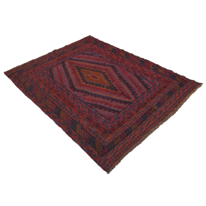 Red Afghan Mashwani Rug 4' 11" x 6' 1" Hand-Knotted view