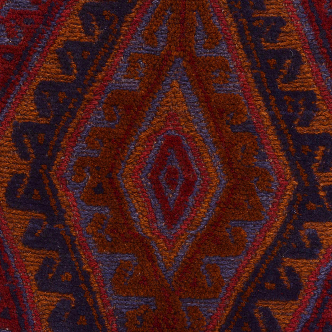 Red Afghan Mashwani Rug 4' 11" x 6' 1" Hand-Knotted border