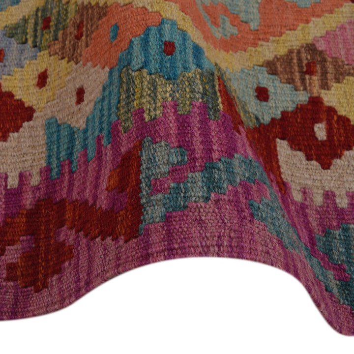 Afghan Vegetable Kilim Rug 2' 2"x 6' 6" Flat-Weave texture