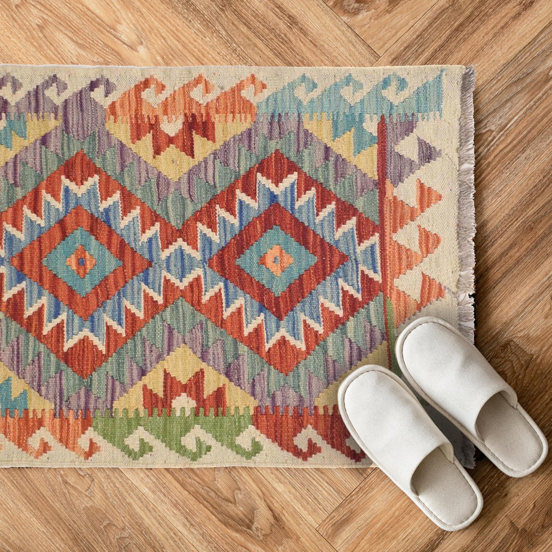 Hand Knotted Afghan Style Kilim 2' 0 x 2' 9" - No. AL26589