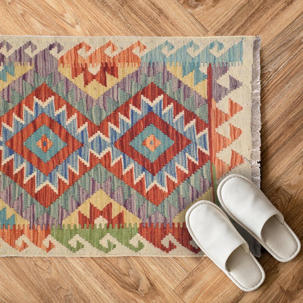 Hand Knotted Afghan Style Kilim 2' 0 x 2' 9" - No. AL26589