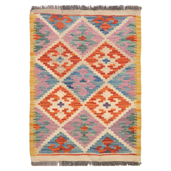 Handmade Afghan Vegetable Kilim 1' 11 x 2' 9" - No. AL72987