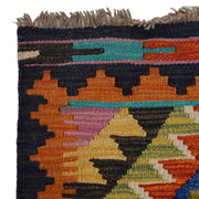 Colorful Flat-Weave Wool Kilim Runner 1' 10" x 4' 7" - No. AL67713