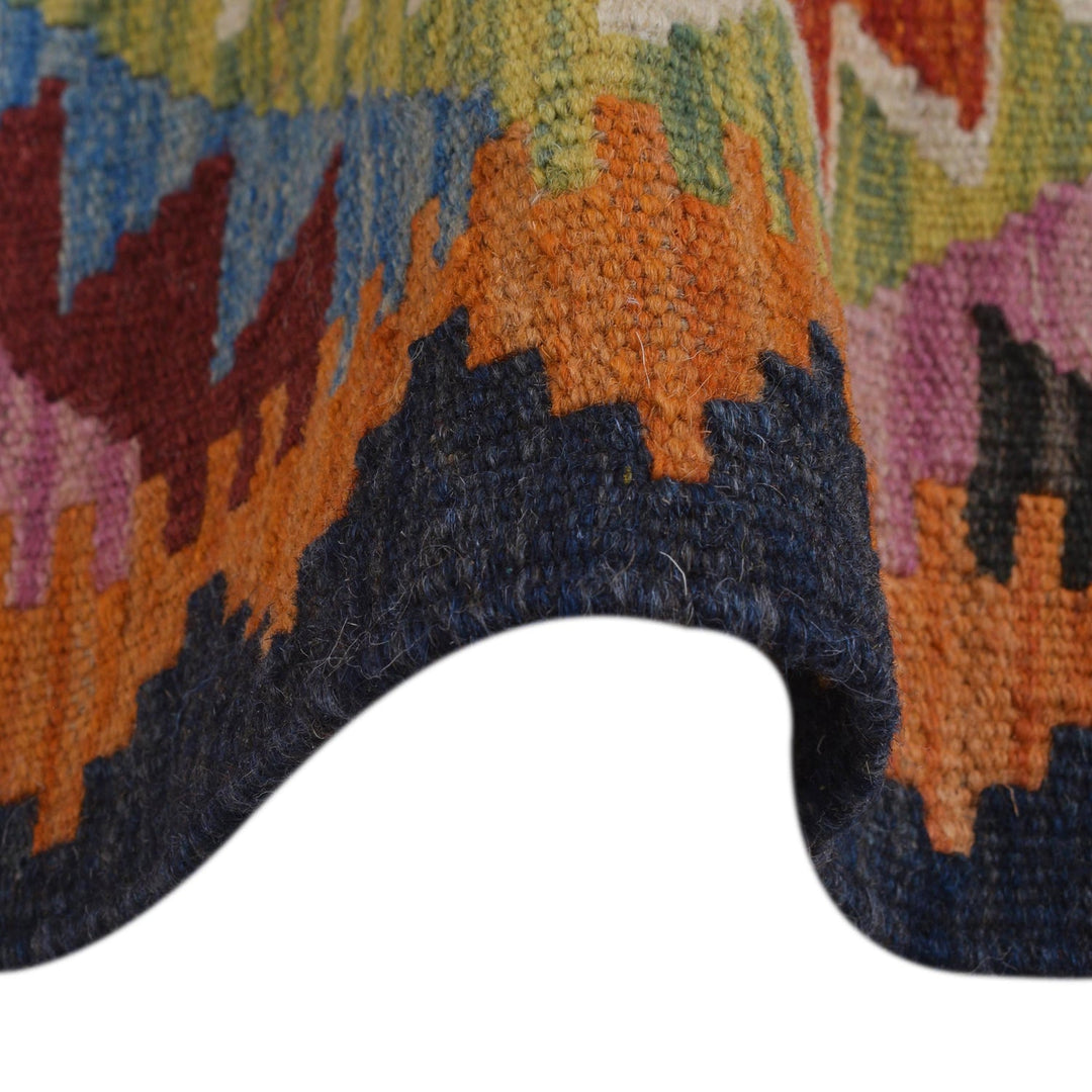 Colorful Flat-Weave Wool Kilim Runner 1' 10" x 4' 7" - No. AL67713