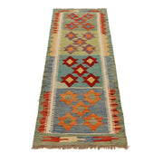 Colorful Flat-Weave Wool Kilim Runner 1' 8" x 4' 8" - No. AL18764