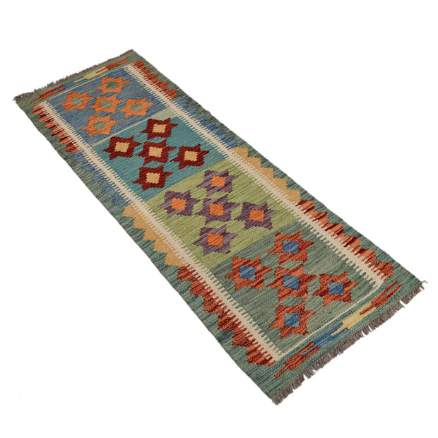 Colorful Flat-Weave Wool Kilim Runner 1' 8" x 4' 8" - No. AL18764