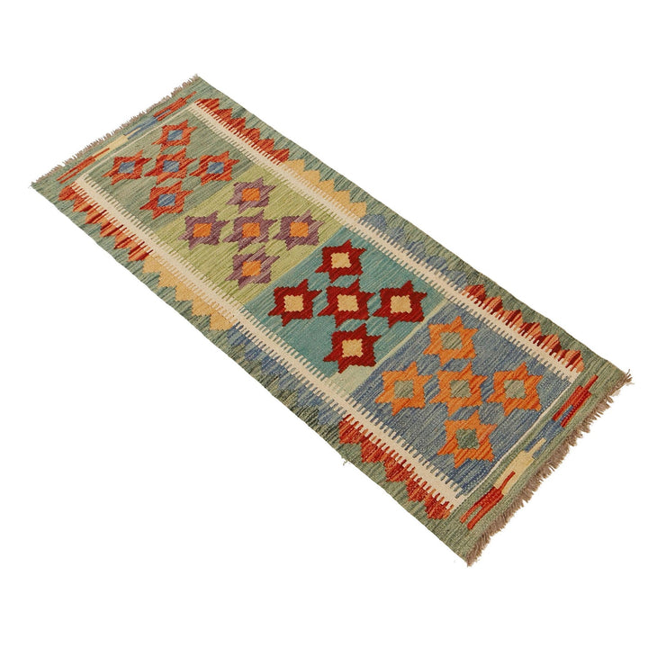 Colorful Flat-Weave Wool Kilim Runner 1' 8" x 4' 8" - No. AL18764