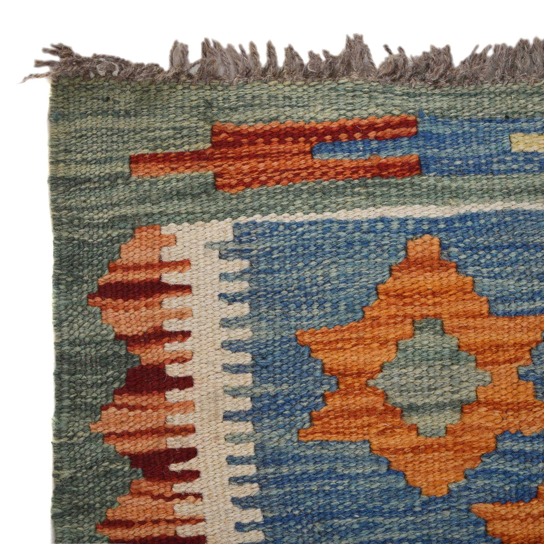 Colorful Flat-Weave Wool Kilim Runner 1' 8" x 4' 8" - No. AL18764