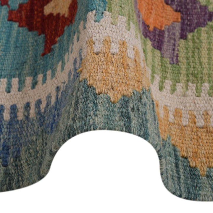 Colorful Flat-Weave Wool Kilim Runner 1' 8" x 4' 8" - No. AL18764