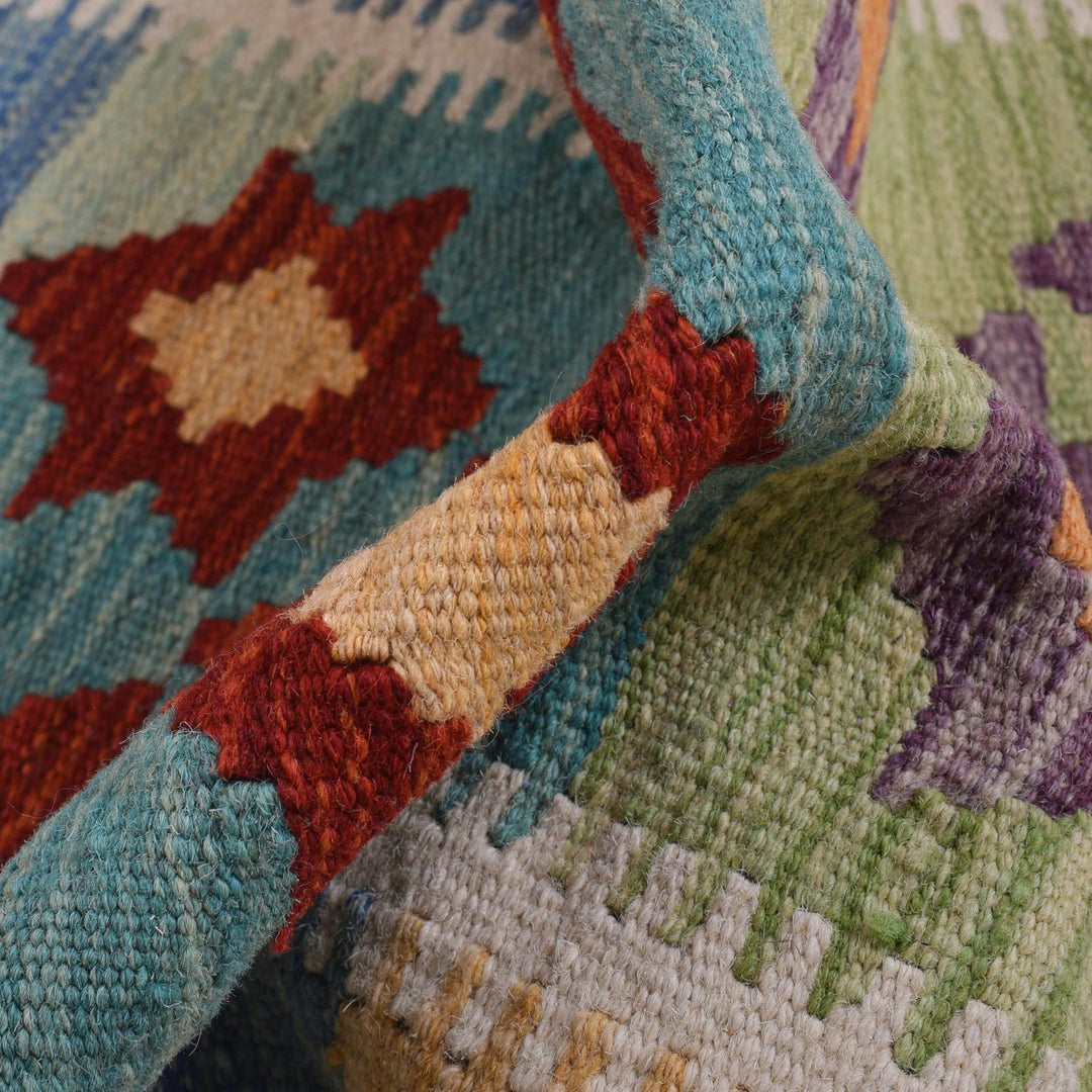 Colorful Flat-Weave Wool Kilim Runner 1' 8" x 4' 8" - No. AL18764