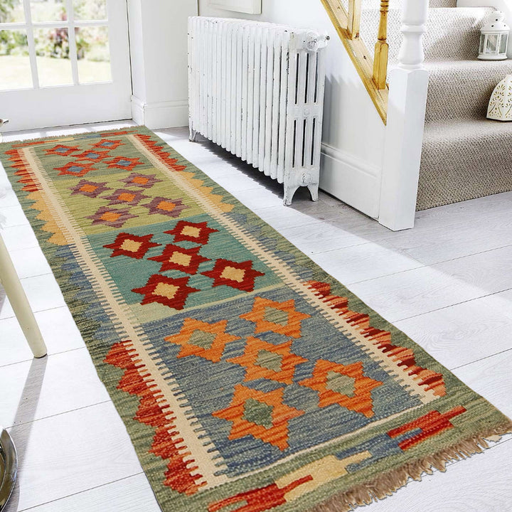 Colorful Flat-Weave Wool Kilim Runner 1' 8" x 4' 8" - No. AL18764