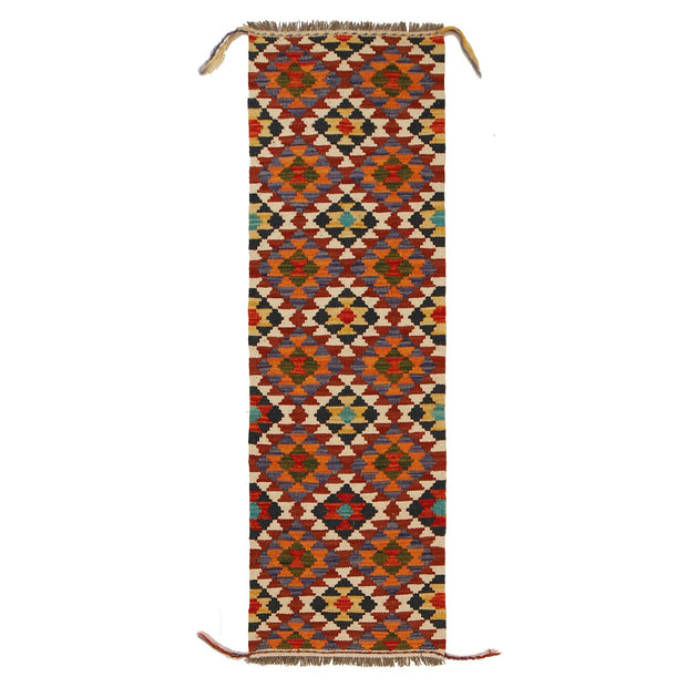 Colorful Flat-Weave Wool Kilim Runner 1' 7" x 5' 1" - No. AL10927