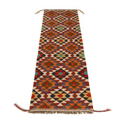 Colorful Flat-Weave Wool Kilim Runner 1' 7" x 5' 1" - No. AL10927