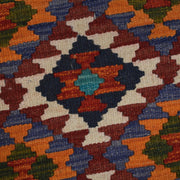 Colorful Flat-Weave Wool Kilim Runner 1' 7" x 5' 1" - No. AL10927